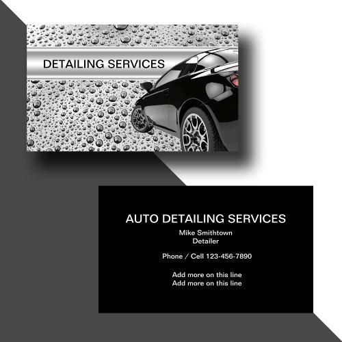 Cool Auto Detailing Water Drops Design Business Card