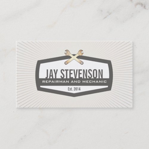 Cool Auto Mechanic and Handyman Gold Wrench 2 Business Card
