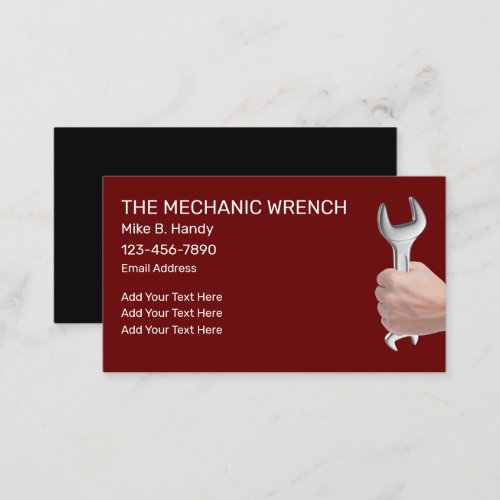 Cool Automotive Car Mechanic Editable Businesscard Business Card
