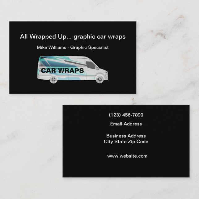 Cool Automotive Car Wrap Services Business Card (Front/Back)