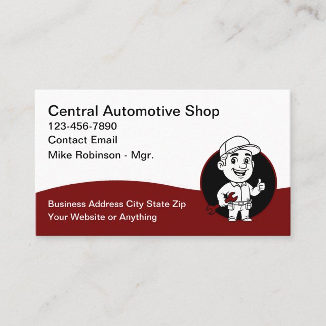 Cool Automotive Repair Shop Business Cards (Front)