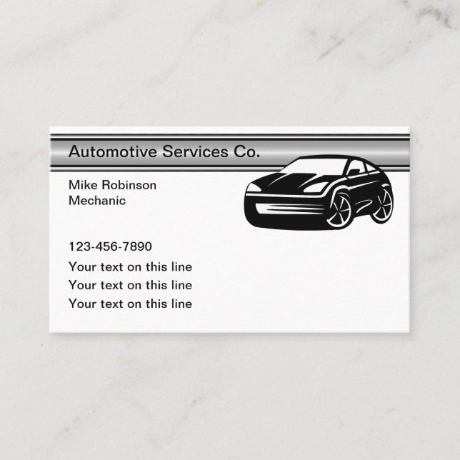 Cool Automotive Services Business Cards (Front)
