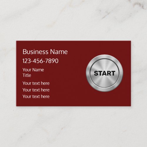 Cool Automotive Start Button Theme Business Cards