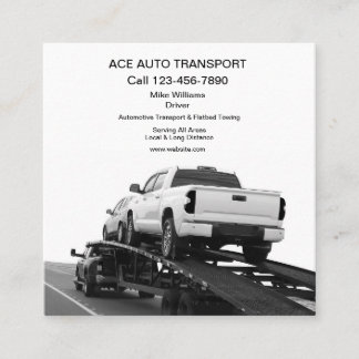 Cool Automotive Transport Flatbed Towing Business  Square Business Card