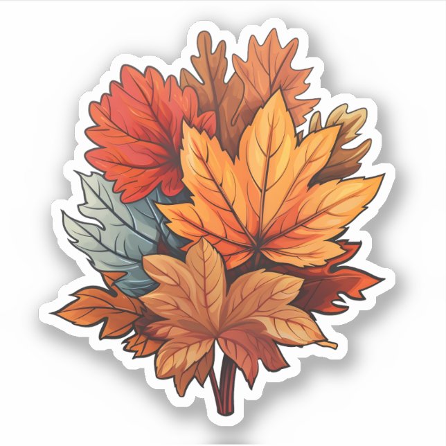 Cool Autumn Colors Leaves Thanksgiving Fall Maple Sticker (Front)