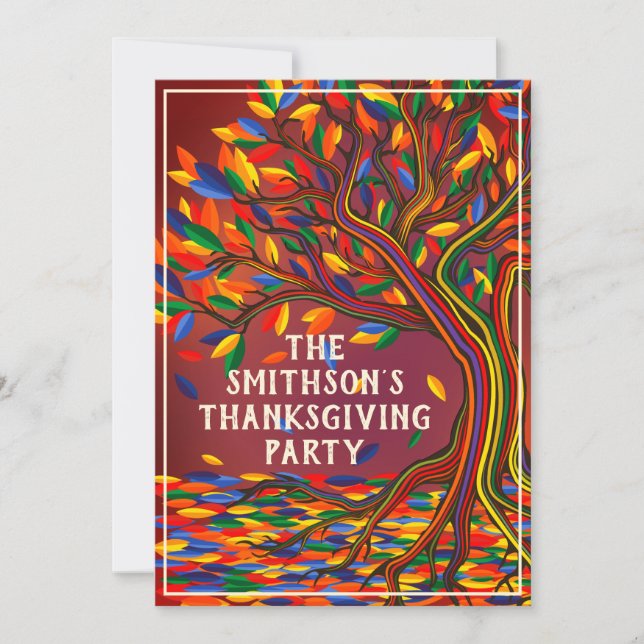 Cool Autumn Tree Thanksgiving Family Meetup Party Invitation (Front)