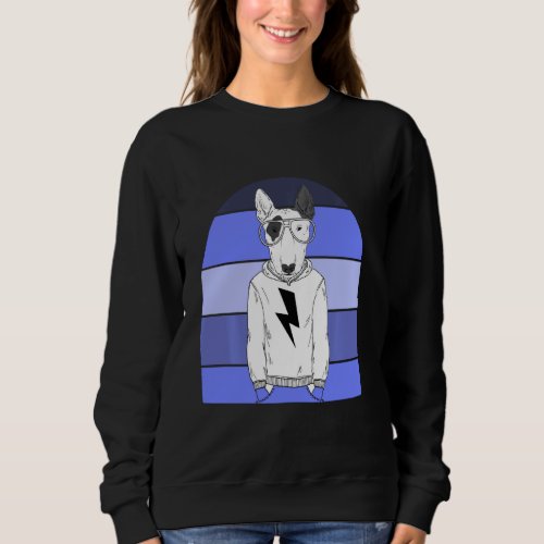 Cool Aviator Glasses Nerdy Bull Terrier Dog Retro Sweatshirt
