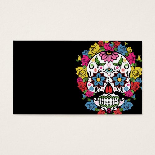 Cool awesome colourful swirls dots flowers skull business cards