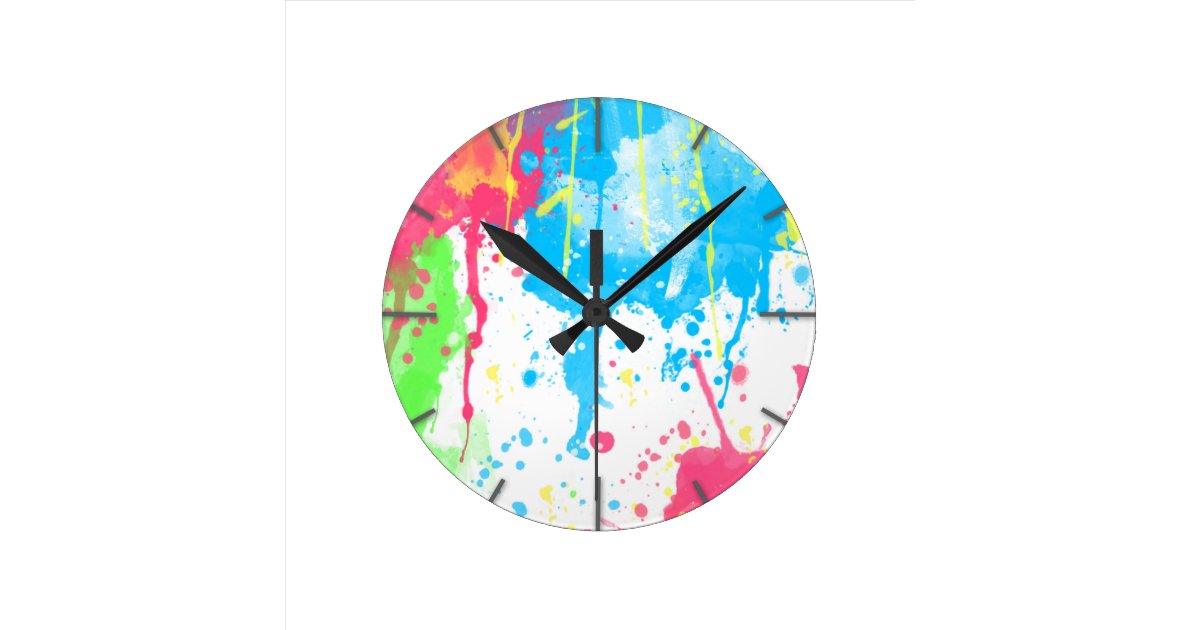 Cool Awesome Trendy Colourful Vibrant Watercolours Round Clock Zazzle Com