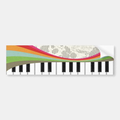 Cool awesome trendy piano retro colours stripes bumper sticker