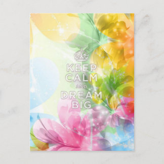 Cool awesome trendy quote "Keep Calm and Dream Big Postcard