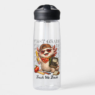 Cool Axolotl First Grade Funny Bruh We Back School Water Bottle