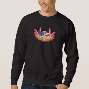 Cool Axolotl Wearing Usa Flag Sunglasses Us Americ Sweatshirt