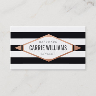 COOL AZTEC BOHO LOG striped simple black rose gold Business Card