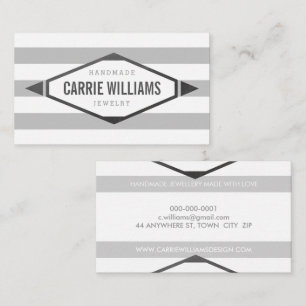 COOL AZTEC BOHO LOGO striped simple grey Business Card