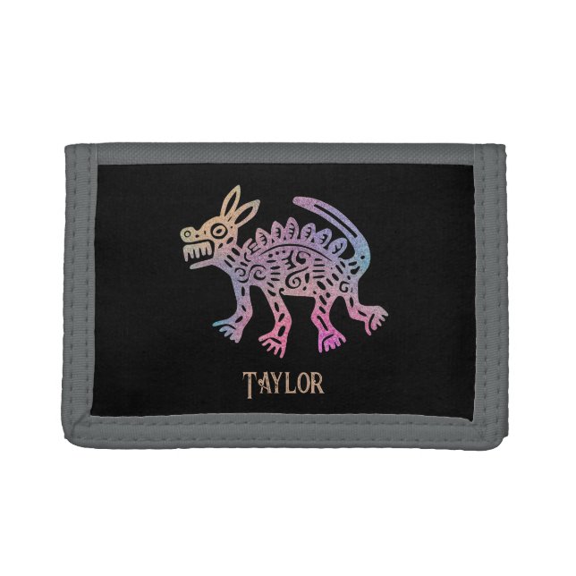 Cool Aztec Design Dog Trifold Wallet (Front)