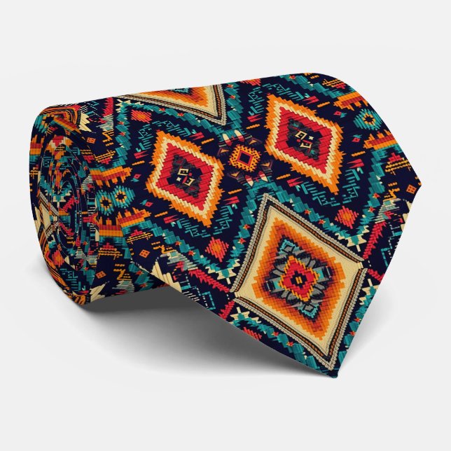Cool Aztec pattern tiled Neck Tie (Rolled)