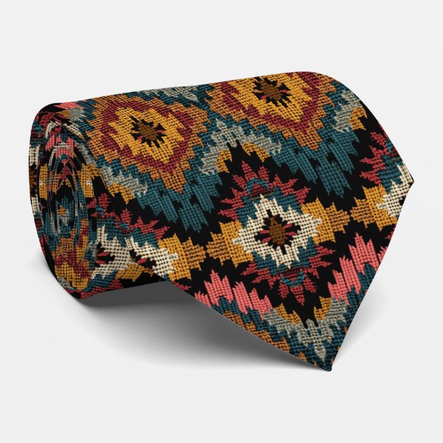Cool Aztec pattern tiled  Neck Tie (Rolled)