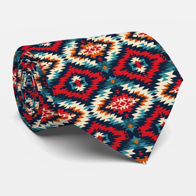 Cool Aztec pattern tiled  Neck Tie (Rolled)