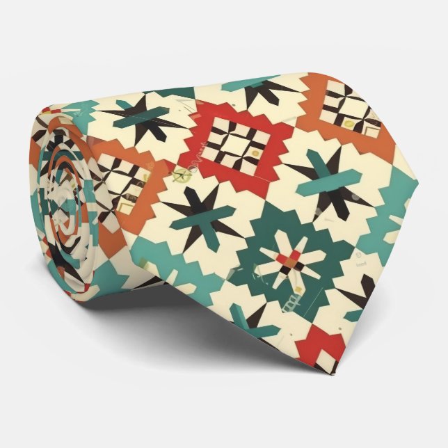 Cool Aztec Western tiled pattern  Neck Tie (Rolled)