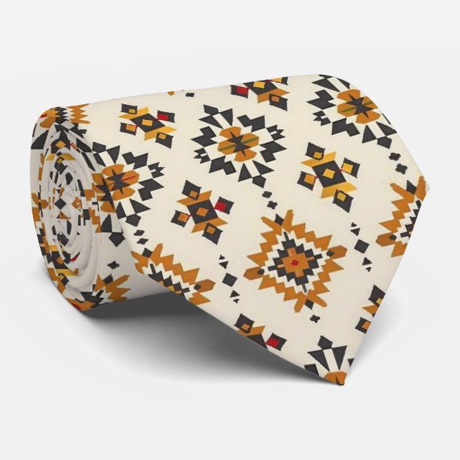 Cool Aztec Western tiled pattern  Neck Tie (Rolled)