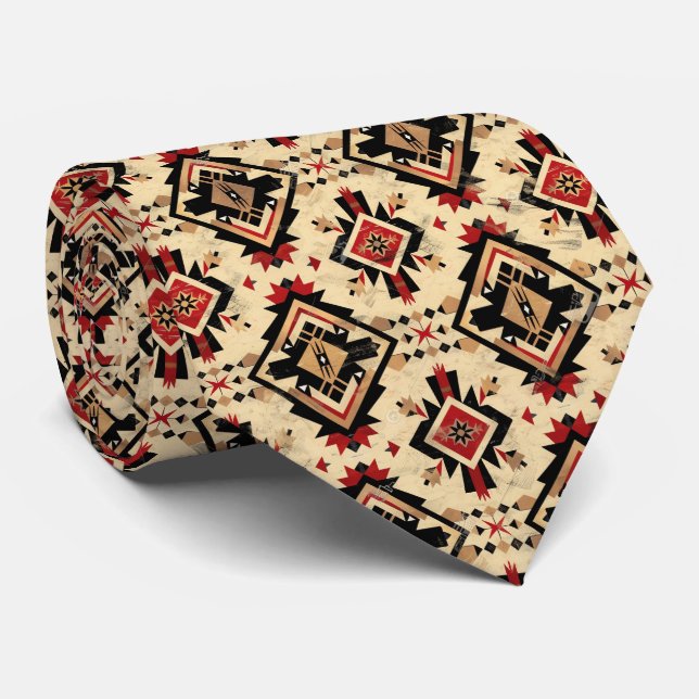 Cool Aztec Western tiled pattern  Neck Tie (Rolled)
