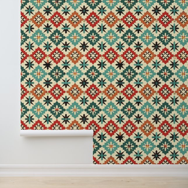 Cool Aztec Western tiled pattern Wallpaper (Application)