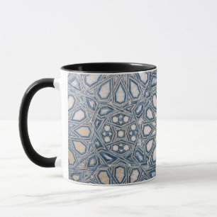 Cool Azure & White Ceramic Tile Geometric Pattern  Mug