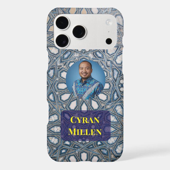 Cool Azure White Mediterranean Tile iPhone Case (Back)