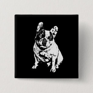 Cool B&W Bulldog Pin Button