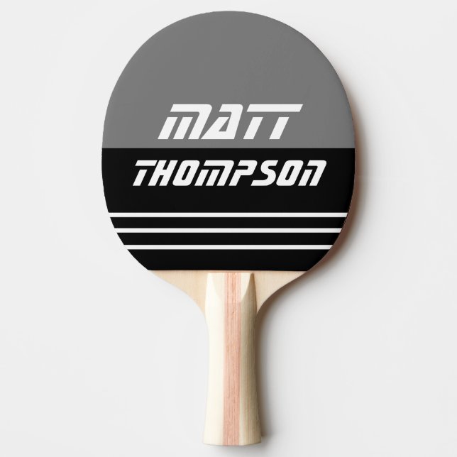 Cool b&w Ping Pong Paddle with name (Front)
