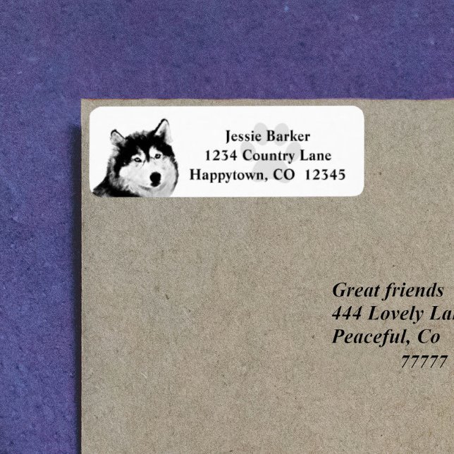 Cool B&W Siberian Husky Return Address Label (Creator Uploaded)