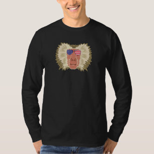Cool Baboon Wearing Usa Flag Sunglasses Us America T-Shirt