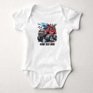 Cool baby boys Monster truck customizable Bodysuit