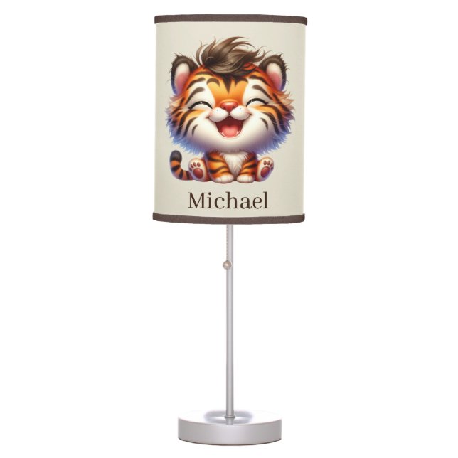 Cool baby boys tiger add name  table lamp (Front)