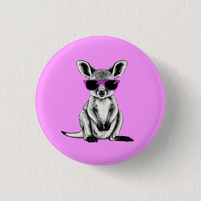 Cool Baby Kangaroo Joey  Button (Front)