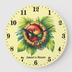 Cool baby parrot boy's room add name nursery large clock