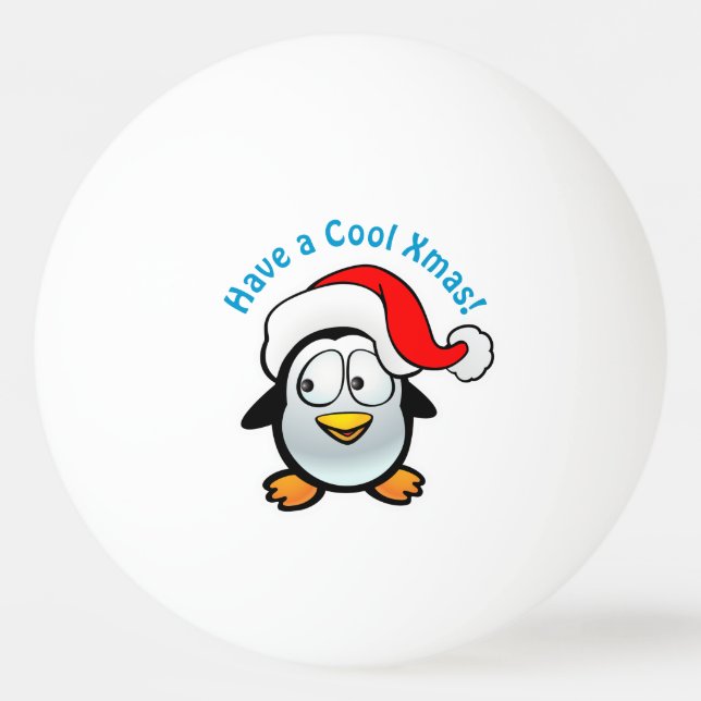 Cool Baby Penguin With Santa Hat Ping Pong Ball (Front)