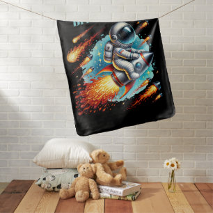 Cool baby space astronaut add name blanket