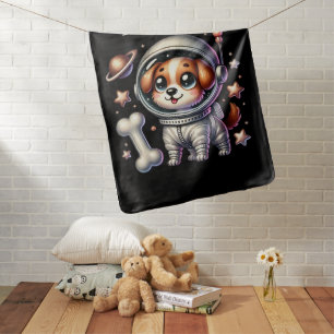 Cool baby space dog add name blanket