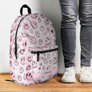 Cool Back to School Smile Girl Pastel Pink Printed Backpack