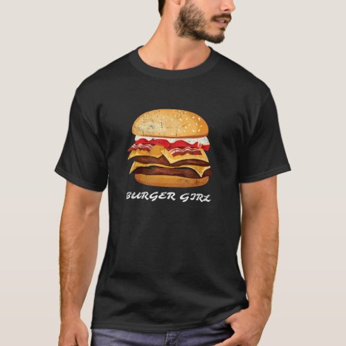 Cool Bacon Cheeseburger Hamburger  Burger Girl Des T_Shirt