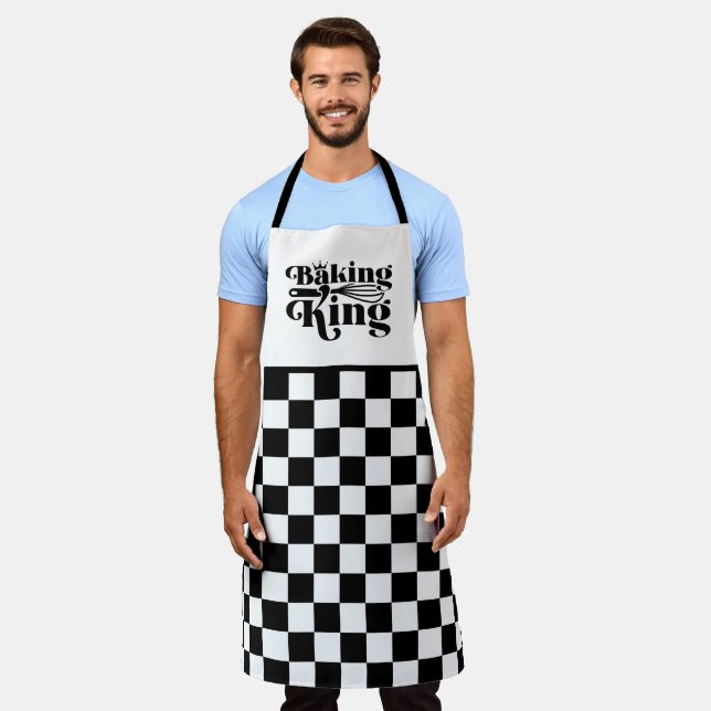 Cool baking King word art checked Apron (Worn)