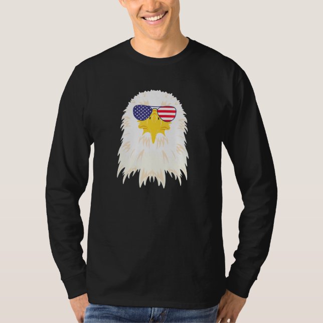 Cool Bald Eagle Wearing Usa Flag Sunglasses Us Ame T-Shirt (Front)
