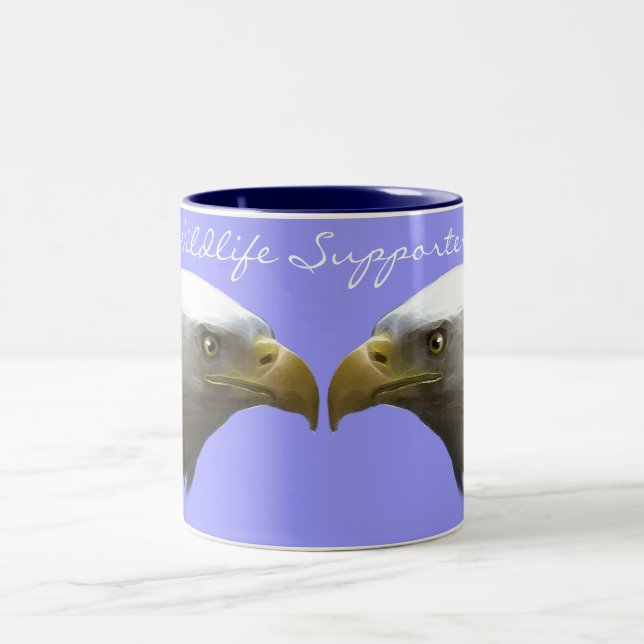 Cool Bald Eagle Wildlife Collection Two-Tone Coffee Mug (Center)