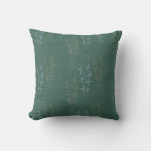 Cool Bamboo Botanical Sage and Blue Throw Pillow