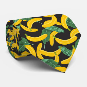 cool banana fruit tiled pattern neck tie