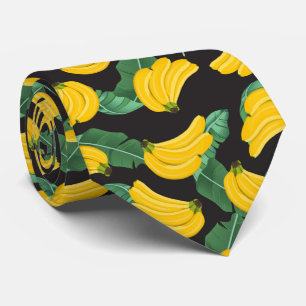 cool banana fruit tiled pattern neck tie