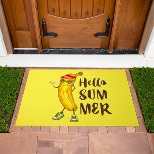 Cool Banana Hello Summer Funny Tropical Fruit Doormat