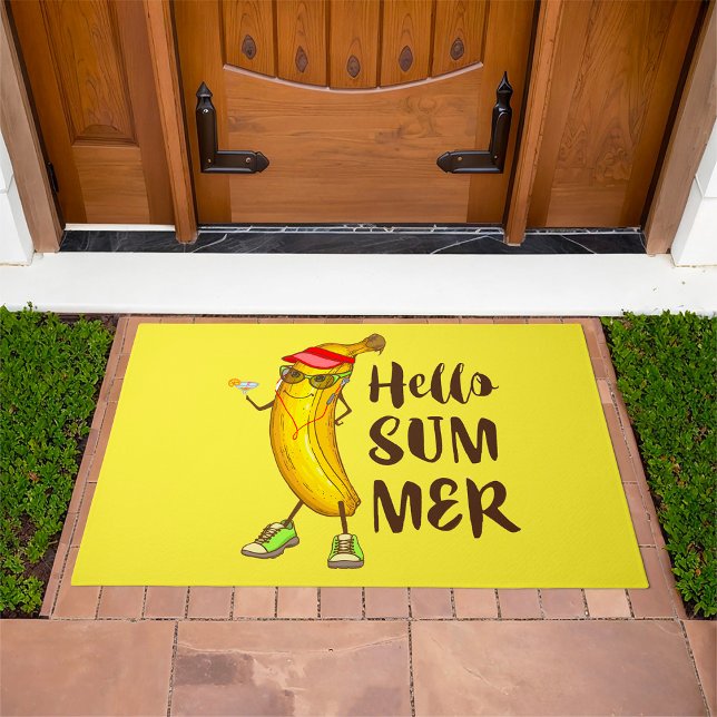 Cool Banana Hello Summer Funny Tropical Fruit  Doormat (Creator Uploaded)